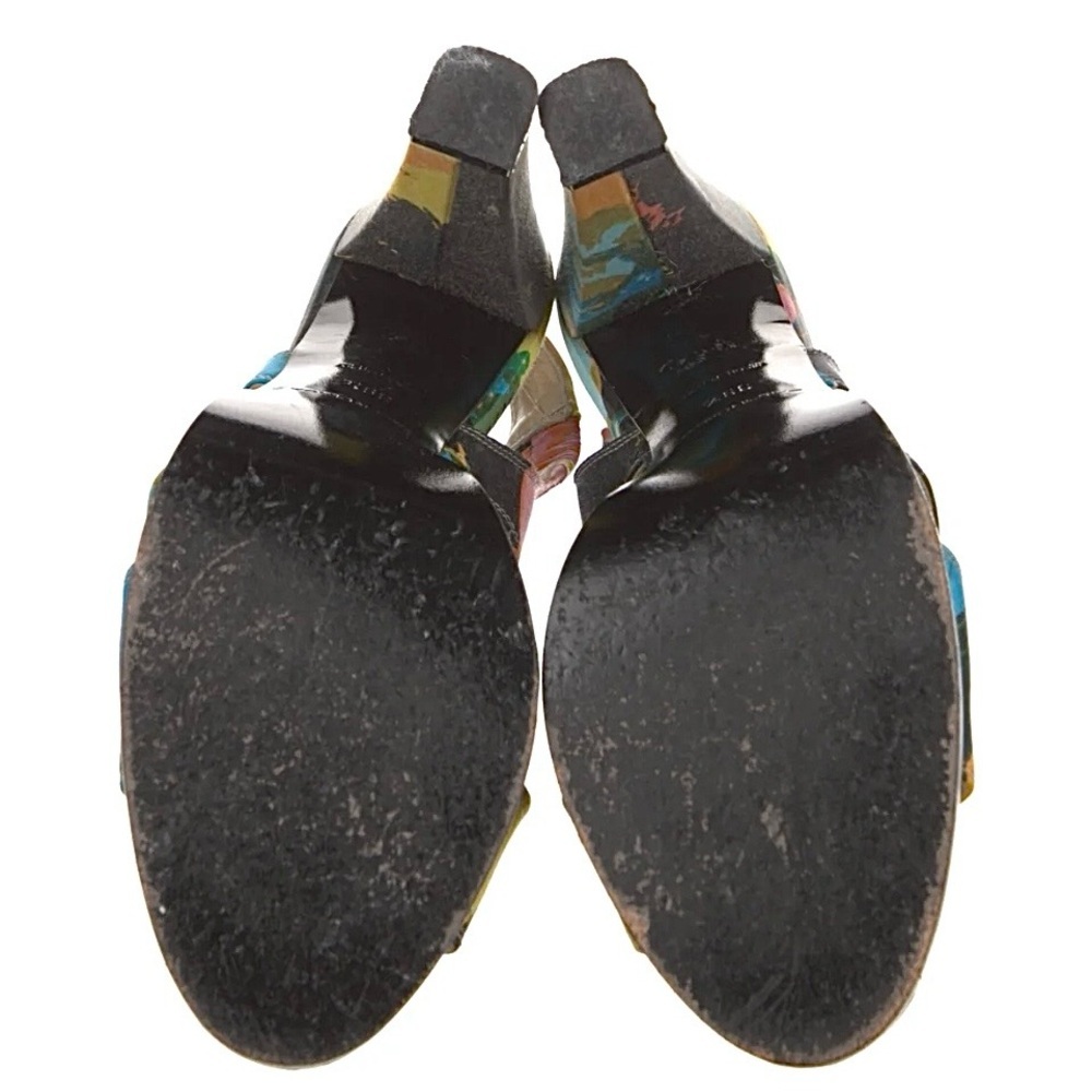Balenciaga Blue Multicolor Criss Crossed Women's Heeled Sandals 9.5 - Picture 10 of 12